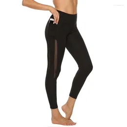 Yoga Outfits Women Sport Pants High Waist Fitness Leggings Side Mesh Breathable Running Gym Trousers