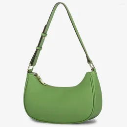 Evening Bags Genuine Leather Saddle Underarm Bag Green Fashion Shoulder For Women Small Hobo Casual Female