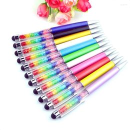 50Pcs/Lot Colourful Stylus Crystal Diamond Rainbow Ballpoint Pen Stationery Office School Ballpen Novelty Gift Free Custom Logo