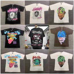 Men's T-shirts Hellstar Cotton T-shirt Fashion Black Men Women Designer Clothes Cartoon Graphic Punk Rock Tops Summer High Street Streetwear J230807 N6QC