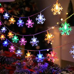 1pcs,4.5m/14.76ft Snowflake String Lights, Battery Operated, Fairy Lights For Living Room Corridor Bedroom Stair Handrail Christmas Tree Party Wedding ,Without Battery