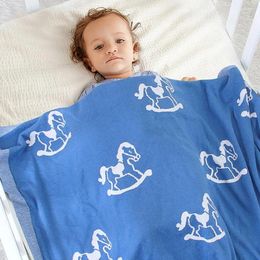 Blankets 100x80cm Spring Fall Cartoon Horse Design Sleeping Blanket Bedding Swaddle Wrap