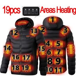 19/11/9 Areas Heated Jacket Men Electric Heating Jackets Heated Down Coat Men Women Clothing Winter Heatable Cotton Jacket Veste 240104