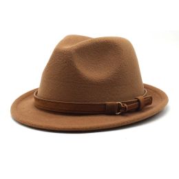 Short Roll Brim Fedora Hat Solid Color Classic Jazz Felt Hat Fedoras Sombreros Men's Women's Stage Party Top Cap