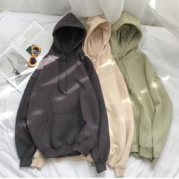Women's Hoodies Cotton 12 Colors Sweatshirt Oversized Women Clothes Solid Hooded Female 2024 Thicken Warm Lady Fashion Tops Korean Style