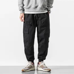 Men's Pants Men Letter Graphic Utility Pocket Drawstring Waist Joggers Pant Elastic Military Trousers Spring Casual Fit Tactical Cargo