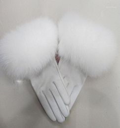 Five Fingers Gloves Female Real Leather With Fur Cuff Women Warm Winter Genuine Ladies Casual Hand Warmer13559684