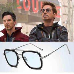 Tony Stark Flight 006 Style High Quality Sunglasses Men Square Aviation Brand Design Sun Glasses Oculos De Sol Uv400250T