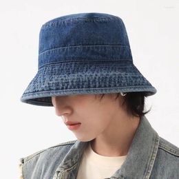 Berets MAXSITI U Washed Denim Bucket Hat For Men 2024 Autumn Vintage Design Fisherman Panama Women Foldable Basin Cap