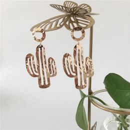 Dangle Earrings Romantic Gold Or Rhodium Colour Plating Cactus Shape Drop Earring For Women