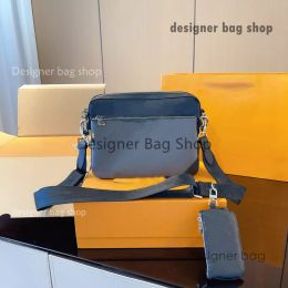 designer bag 5A Designer Men Bag Printed Pattern Triple Canvas Cross-body Bags Removable Front Zipped Pocket Cow-hide Leather