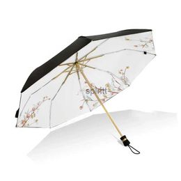 Umbrellas Double Layer Automatic Umbrella Folding Women Rain Sun UV Protection Umbrella Windproof Travel Small Black Coating Fashion U5B YQ240105