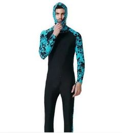 Wear Sbart Adults Long Sleeve Hooded Floral Diving Suit Full Body Swimwear Lycra Surf Wetsuits Snokling Surfing Beach Bathing Suit