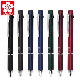 1Pcs SAKURA 5-IN-1 Multi-functional Color Gel Pen 0.5 Automatic Pencil 0.4mm 4-color Gel Pen Low Center of Gravity Writing 240105