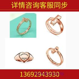 Tifannissm Rings online shop wholesale T Family Silver V Gold Material Versatile Essential Fashion Cool Diamond Heart Micro Set Ring Have Original Box