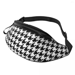 Waist Bags Cool Houndstooth Bag Chequered Print Polyester Funny Pack Women Fitness