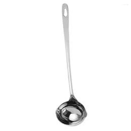 Dinnerware Sets Soup Spoons With Spout Household Water Ladle Pouring Lip Bevel Thicken Stainless Steel Scoop