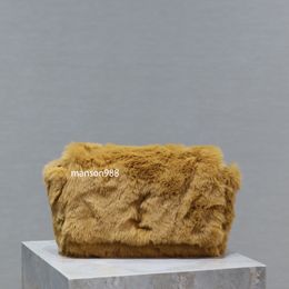 10A Mirror Quality Designer Bag Rabbit Fur Shoulder Bag 22cm Luxury Tote Bag Fashion Crossbody Bag Chain Strap Flap Bag Woman Bag With Box