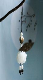 Natural white lotus lotus bag mobile phone U dish hanging lanyard little fresh jade Jewellery original Bodhi lotus bag Pendant5953299