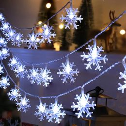 1pcs,3m/9.84ft Snowflake String Lights, Battery Operated, Fairy Lights For Living Room Corridor Bedroom Stair Handrail Christmas Tree Party Wedding ,Without Battery