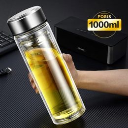 1000ML Leakproof Tea Bottle with Infuser Stainless Steel Double Walled Portable Drinking Lemon Water Cup Container for CarTravel 240104