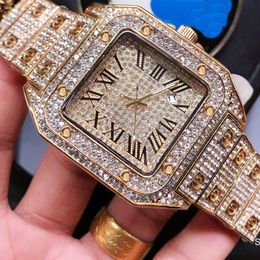 designer watch men Sant0s Starlight filled the sky 42mm quartz movement Mineral mirrored glass watch vintage tank watches Diamond rectangle watch gifts