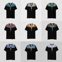 Chinanewtrends T Shirts Designer Mens T Shirt Fashion Tide Gradient Colourful Wings Co-ed Black And White Feathers Mb Tshirt