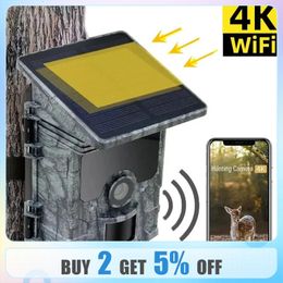 4K HD Hunting Trail Trap Camera Night Vision WiFi Solar Panel Powered Video Waterproof IP66 Wildlife Motion Activated 240104