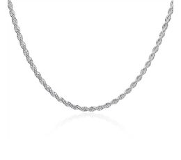 Top Plated sterling silver necklace 4MM men ed Rope chains 16 18 20 22 24 inches DHSN067 925 silver plate Necklaces jewel6727035