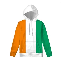 Men's Hoodies Cote D'ivoire Zipper Hoodie Custom Made Name Number Team Logo Ci Pullover Civ Ivory Nation French D Ivoire Flag Clothes
