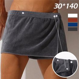 Men's Sleepwear Men Shorts Bathrobe Sleep Bottoms Microfiber Pyjamas Nightwear Short Towel Pants Side Split Culottes Soft