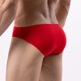 Underpants Sexy Mens Bikini Bottom Bugle Pouch Underwear Solid Color Briefs Low Waist Panties Breathable String Homme