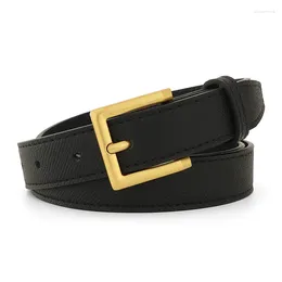 Belts High Quality Women Retro Square Pin Buckle Designer 2.4cm Genuine Leather Fine Waist Strap Lady Casual Corset Waistband