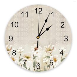 Wall Clocks Vintage Background Flowers Bedroom Clock Large Modern Kitchen Dinning Round Living Room Watch Home Decor