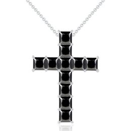 Diamond Pass Test New Fashion 925 Sterling Silver Black Square Moissanite Cross Pendant for Men Women Jewelry Nice Gift
