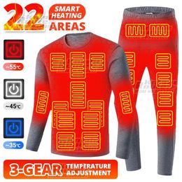 Jackets Winter Thermal Underwear Heated Jacket Men's Usb Electric Ski Suit Self Heated Vest Heated Clothing Fleece Climbing Long Johns