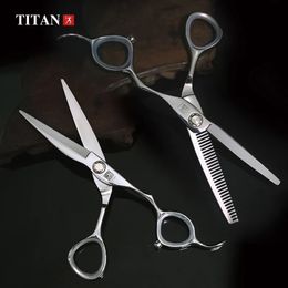 Titan professional hairdresser cut thinning scissors for barber salon tools kit 240104