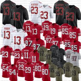 2024 Christian McCaffrey Brock Purdy Football Jerseys Bosa George Kittle Deebo Samuel Fred Warner Jerry Rice Montana Talanoa Hufanga Brandon Aiyuk Montana Young