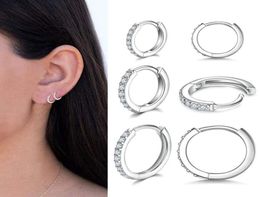 Hoop Huggie 2 Pcs Cubic Zirconia Silver Hoops Earrings For Women lage Earring Sterling Men Small7810172