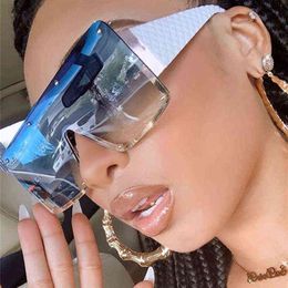 Oversized Square Sunglasses Women 2021 Fashion Metal Frame Vintage Sun Glasses Men Shades Retro Gradient Visor Zonnebril Dames Y22200q