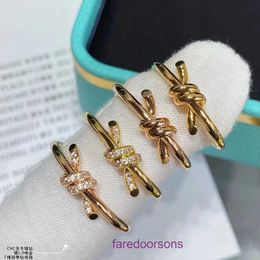 Tifannissm Ring heart Rings Jewellery pendants V Gold High end Twisted Knot T Home Diamond Women's 18K Rose Rope Champagne Proposal Have Original Box pan