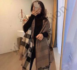 2022 Winter Scarf for Women Silk Cashmere Knit Plaid B Scarves Wraps Neck Headscarf Femme Warm Pashmina Foulard Bandana1537012