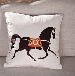 Pillowcase Velvet Double-Sided Printing Horse Pillow Cushion Sofa Model Room Decoration Office Waist Cushion without Pillow Core