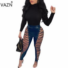 Rompers VAZN 2018 Hot Fashion Sleeve Ladies Sexy Bodycon Costume Summer Oneck Women Jumpsuits Solid Sexy Club Rompers S3273