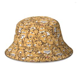 Berets Cute Tiger Animal Bucket Hat For Women Men Students Foldable Bob Fisherman Hats Panama Cap Streetwear