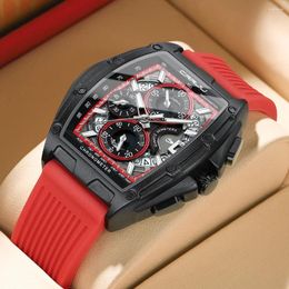 Wristwatches CRRJU Brand Men Watch Domineering Barrel Curved Mirror Hollow Surface Sports Silicone Quartz Wristwatch