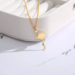Pendant Necklaces Noble Flamingo Necklace For Women Girl Stainless Steel Gold Plated Elegant Bird Choker Gifts Jewelry Collares