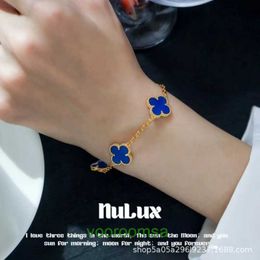 High version Gold Clover Bracelet with Five Flowers and Natural Fritillaria for Live Trade With Box Jun