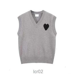 Amis Vest Sleeveless Sweater v Neck Paris Fashion Knit Jumper High Street Sweat Winter Am i Heart Coeur Love Jacquard Amisweater Fv47kvrr