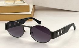 Gunmetal Black Oval Sunglasses 2264 Dark Grey Lens Men Women Designer Sunglasses Shades Sunnies Gafas de sol UV400 Eyewear with Box